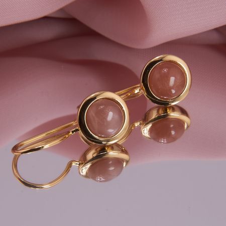 Ohrhnger aus Silber, vergoldet mit Mondstein rund